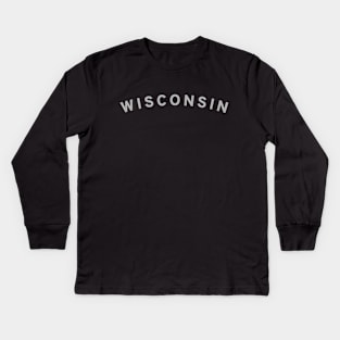 Wisconsin Typography Kids Long Sleeve T-Shirt